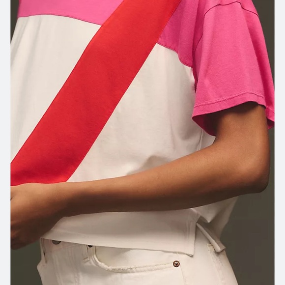 NWOT Maeve Spliced Boxy Tee Anthropologie - Picture 5 of 7